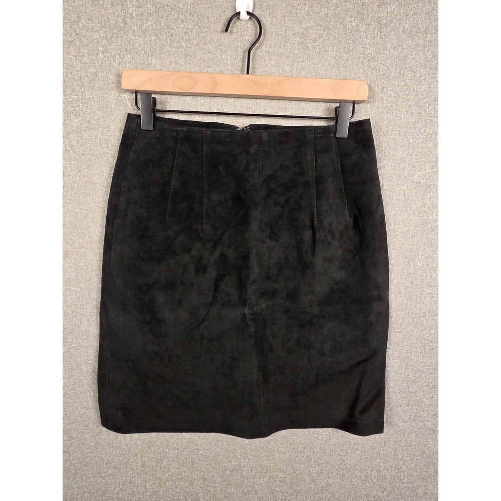 Margo's Black Suede Leather Pencil Skirt High Waisted Size 9 Vintage Minimalist